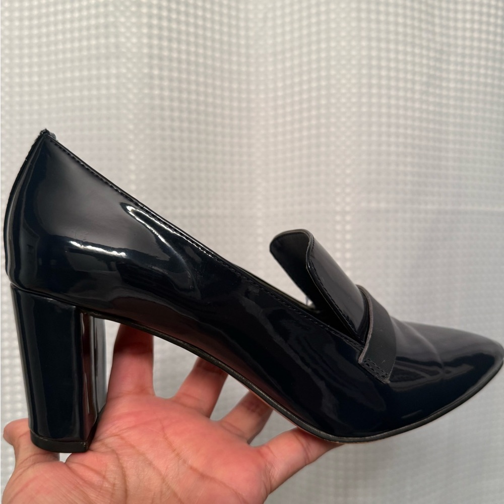 Tahari Dark Teal Blue Patent Leather Heels